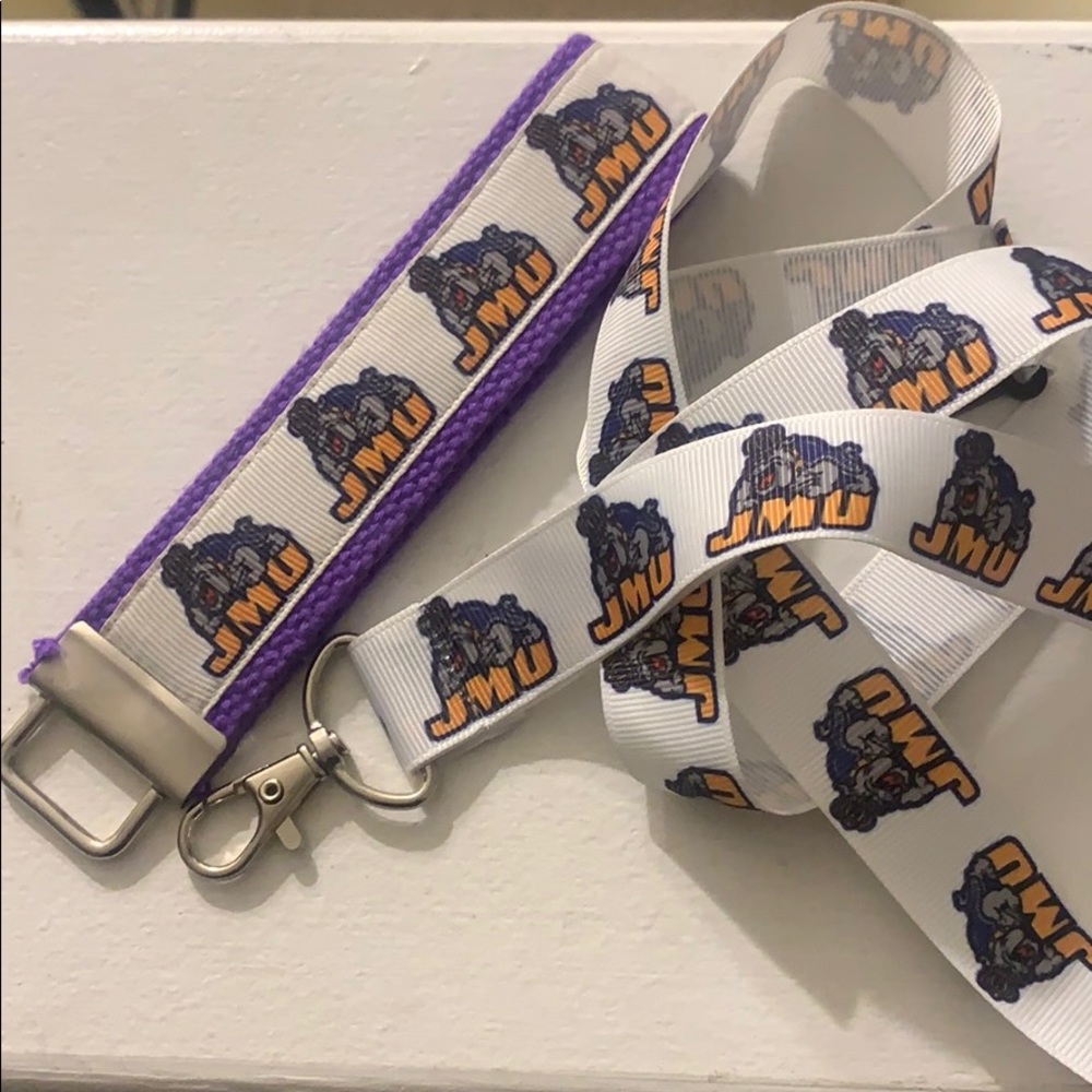 JMU keychain and lanyard